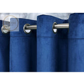 2 Pieces Plain Dyed Velvet Eyelet Curtains-Royal Blue